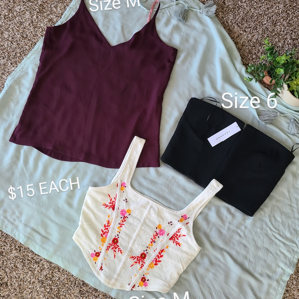 Topshop Burgundy, Black, and Cream Camisoles